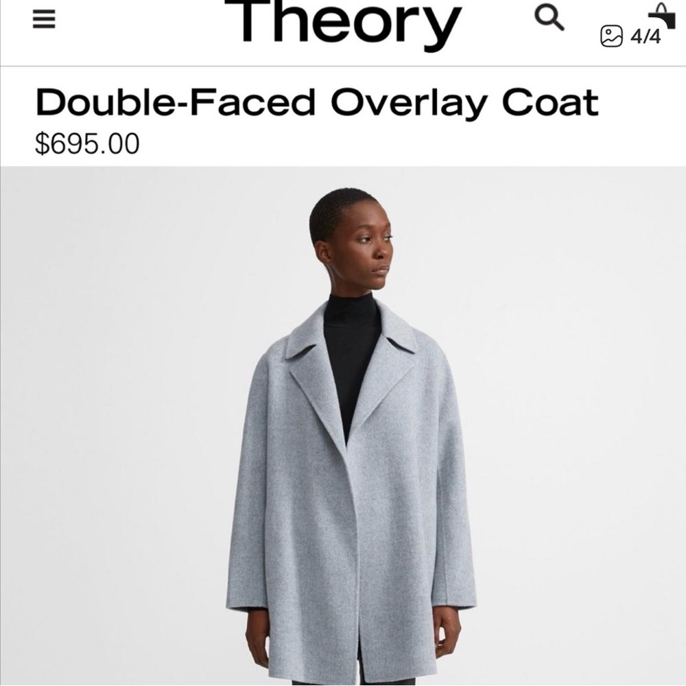 Theory Women's Double-Faced Gray Trench Coat